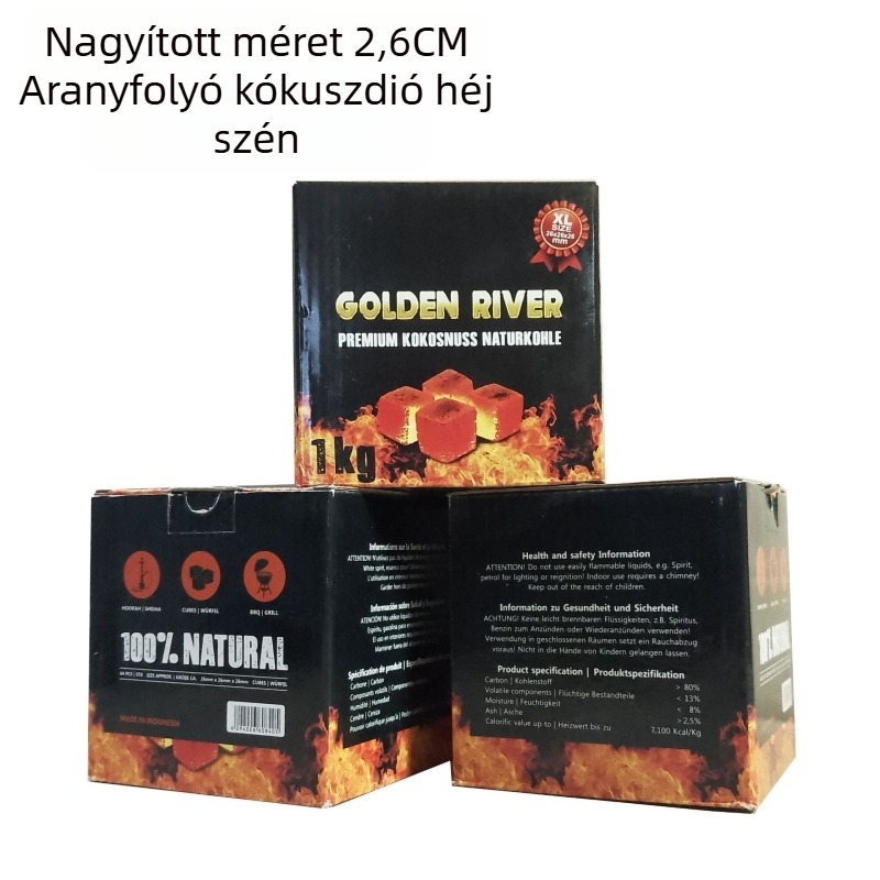 Nargilehez szén — Rozsdamentes acél, QR márka, termékkód 1005, modern minimalist stílus, dobozban 10 darab
