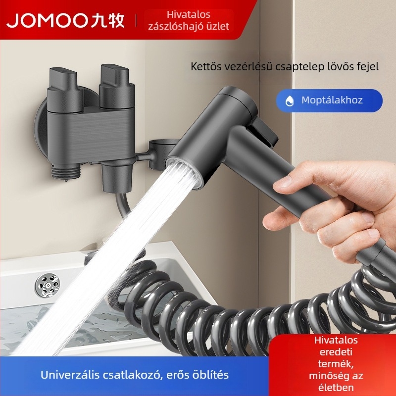 Jomoo WC-szögcsap adapter egy bemenettel és két kimenettel, nagy áramlás, modell 70495, menetes telepítés, alumínium ötvözet, modern stílus
