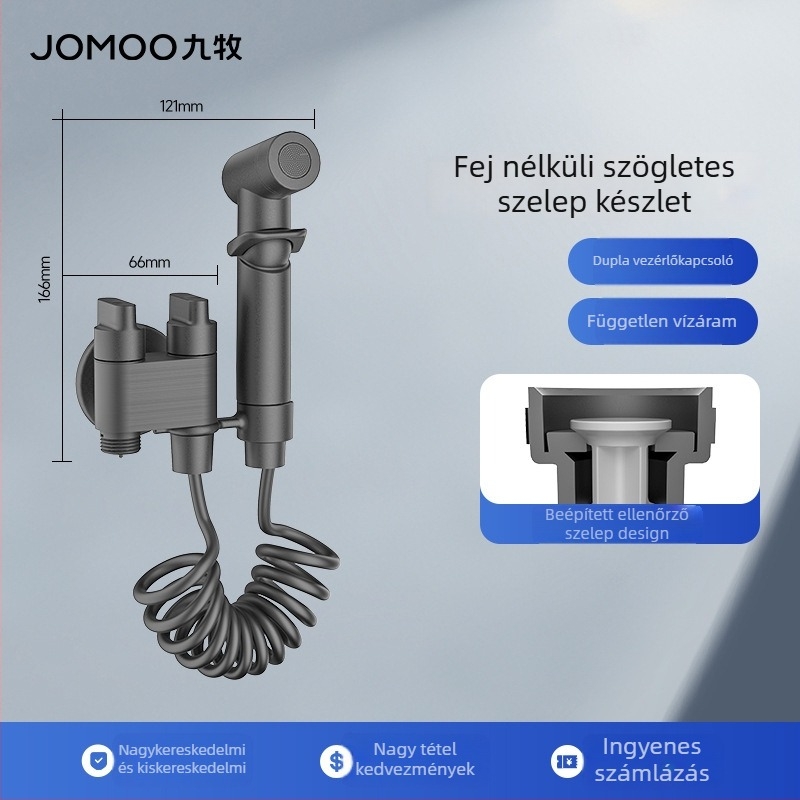 Jomoo WC-szögcsap adapter egy bemenettel és két kimenettel, nagy áramlás, modell 70495, menetes telepítés, alumínium ötvözet, modern stílus