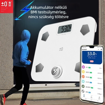 Bluetooth-os testzsír mérleg, intelligens, pontos mérés — testsúly, testzsír, nedvesség és kalóriák
