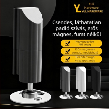 Ajtóstop talaj-szívóval, ABS anyag, elektroplatált felület, beépített szerelés, mágneses zár