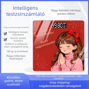 Testzsírmérleg - méri a testtömeget, a testzsírt, a kalóriákat és a víztartalmat (USB töltés; max 360 jin)