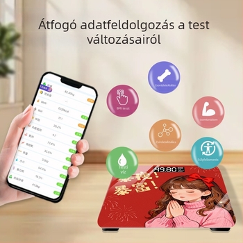 Testzsírmérleg - méri a testtömeget, a testzsírt, a kalóriákat és a víztartalmat (USB töltés; max 360 jin)