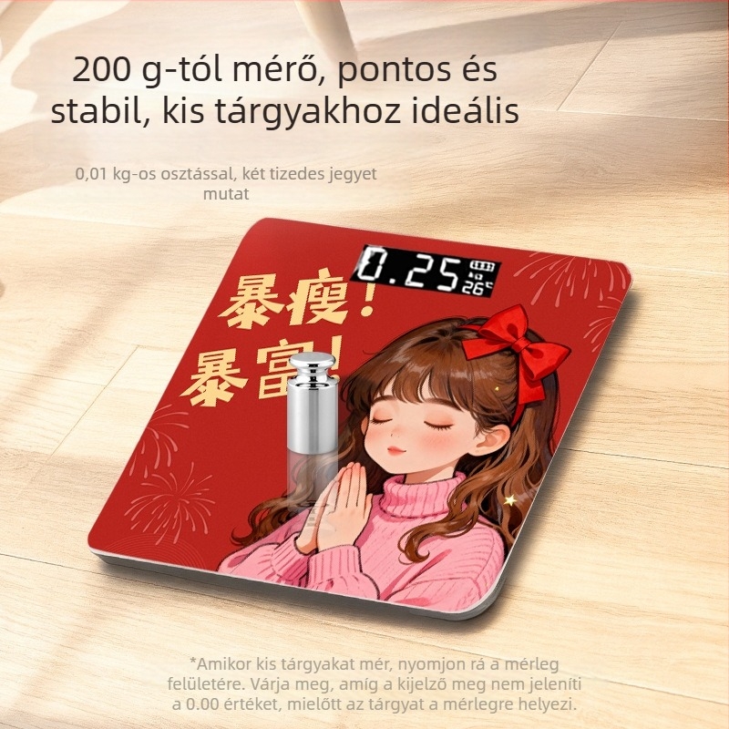 Testzsírmérleg - méri a testtömeget, a testzsírt, a kalóriákat és a víztartalmat (USB töltés; max 360 jin)