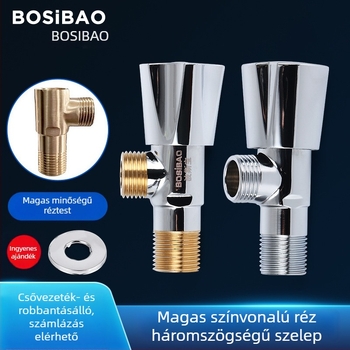 Rézkorpusos keverőszögcsap forró- és hideg vízhez, 1 bemenet, 2 kimenet, modell 7000, üzemi nyomás 0,3 MPa