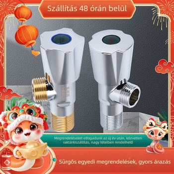 Rézkorpusos keverőszögcsap forró- és hideg vízhez, 1 bemenet, 2 kimenet, modell 7000, üzemi nyomás 0,3 MPa