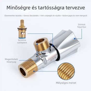 Rézkorpusos keverőszögcsap forró- és hideg vízhez, 1 bemenet, 2 kimenet, modell 7000, üzemi nyomás 0,3 MPa