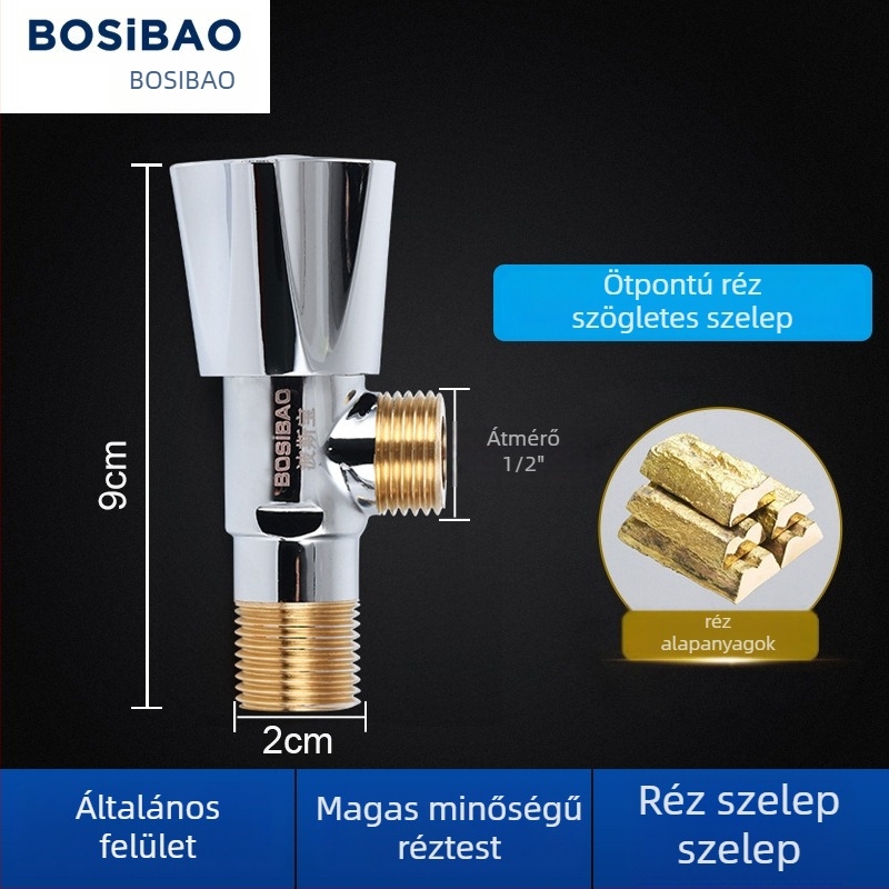 Rézkorpusos keverőszögcsap forró- és hideg vízhez, 1 bemenet, 2 kimenet, modell 7000, üzemi nyomás 0,3 MPa