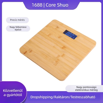 Személyre szabható fa digitális mérleg a pontos testsúly méréséhez, bambusz alapú platform, a test egészségének mérlege, 180 kg, kompakt otthoni mérleg