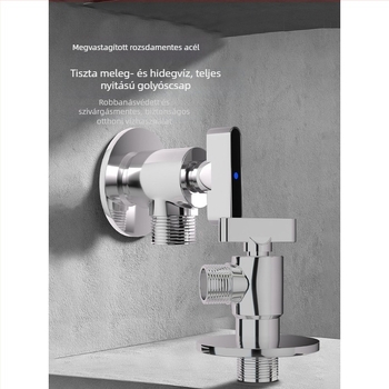 Szögletes gömbcsap magas áramlású, belső Ø20 mm, 201 rozsdamentes acél, falra menetes szerelés, csaptelekhez