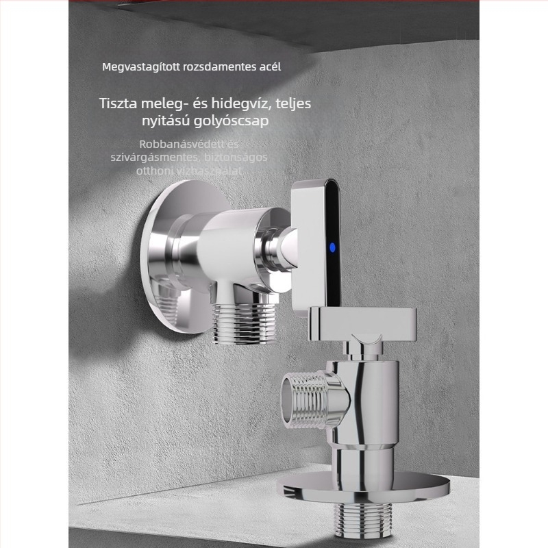 Szögletes gömbcsap magas áramlású, belső Ø20 mm, 201 rozsdamentes acél, falra menetes szerelés, csaptelekhez