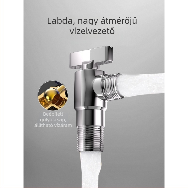 Szögletes gömbcsap magas áramlású, belső Ø20 mm, 201 rozsdamentes acél, falra menetes szerelés, csaptelekhez