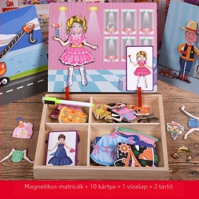 Fa 3D mágneses puzzle tábla gyerekeknek, MWZ márka, 4–6 évesek, színes dobozos csomagolás