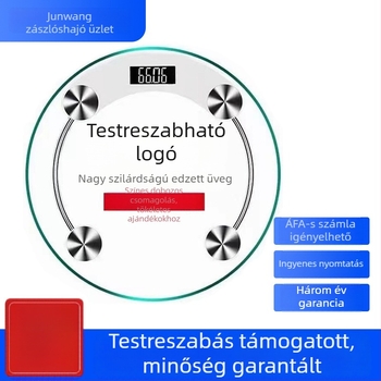 Kerek üvegből készült digitális testsúlymérő otthoni használatra – testtömeg mérése, 150 kg kapacitás
