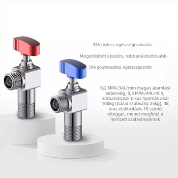 Sárgarézből készült szögletes csap, nagy áramlású, falba szerelt, üzemnyomás 1,0 MPa, fürdőszoba, konyha és erkély számára