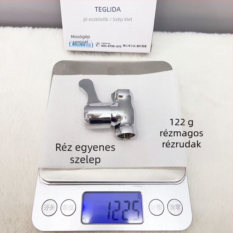Réz egyenes áramlású szelep belső menetes szögletes szelep forró/hideg bemenet/kimenet, anyag réz, belső Ø 4, üzemi nyomás 1.0, nettó tömeg 130