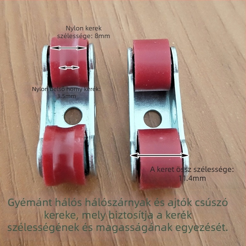 Ajtó- és ablakpulley nylon kettős görgővel, tűgörgős vezetőgörgő gyémánt-hálóhoz