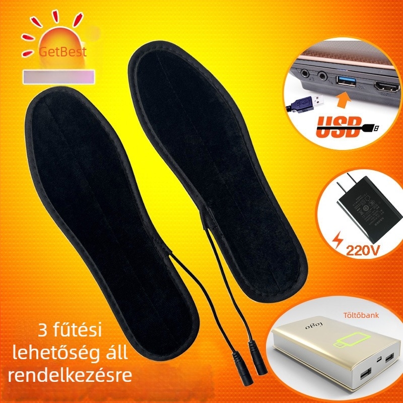 Jiabei USB meleg talptalp – uniszex, velúr felső, USB áramellátás, papucs/otthoni cipő
