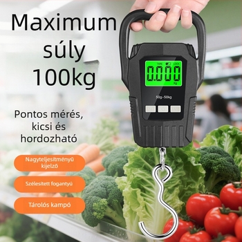 Tongyu 806 Hordozható elektronikus mérleg, kézi, 50 kg kapacitás, elektronikus mérés, két AA elemmel működik