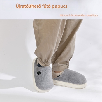 Uniszex tölthető melegítő papucs USB-s, velúr felsőrésszel, EVA talppal