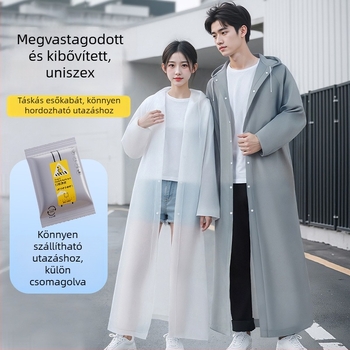 Egyszer használatos PEVA esőponcsó, hosszú fazon felnőtteknek, túrázáshoz és szabadtéri utazásokhoz; anyag EVA/PEVA, vastagság 90 g
