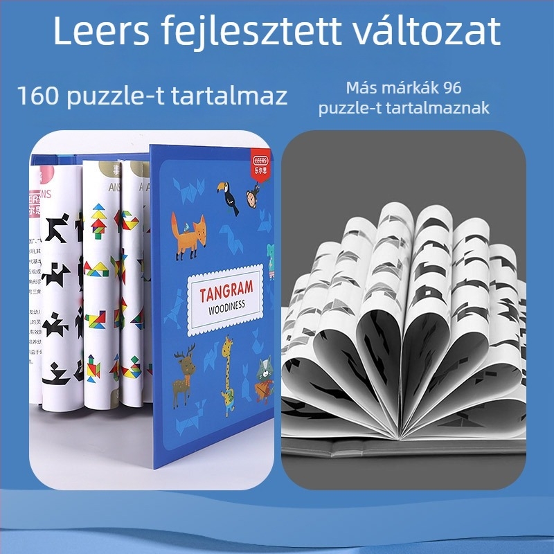 Lerth Mágneses Fa 3D Tangram Puzzle, 160 Darab, 4–6 Éveseknek