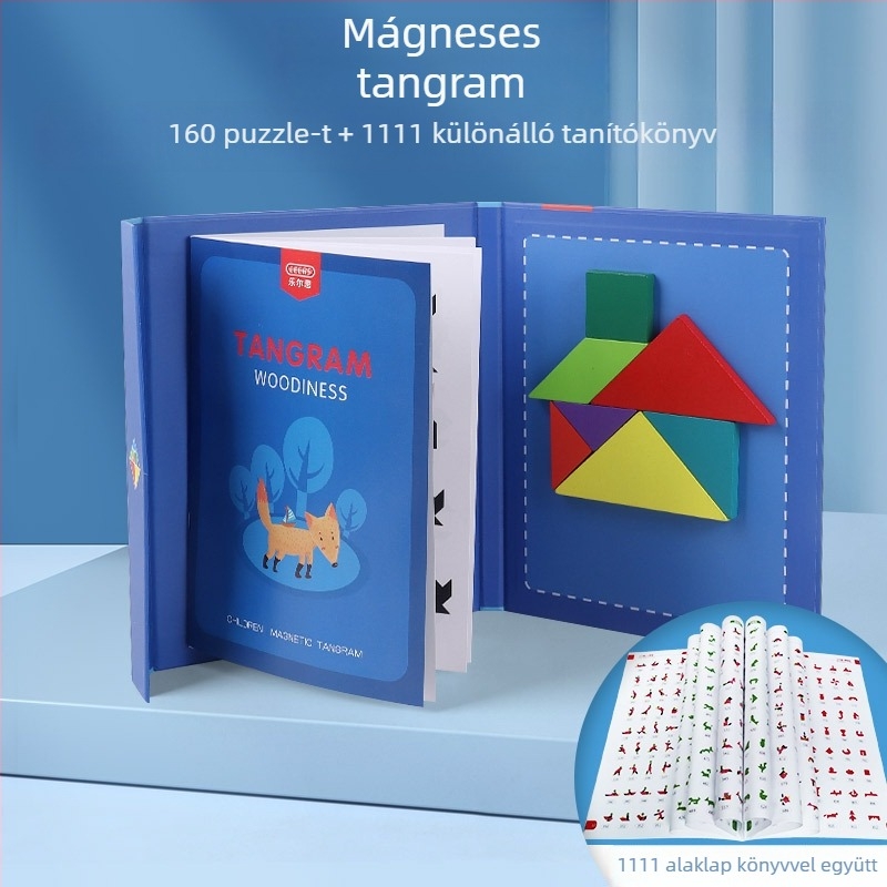 Lerth Mágneses Fa 3D Tangram Puzzle, 160 Darab, 4–6 Éveseknek
