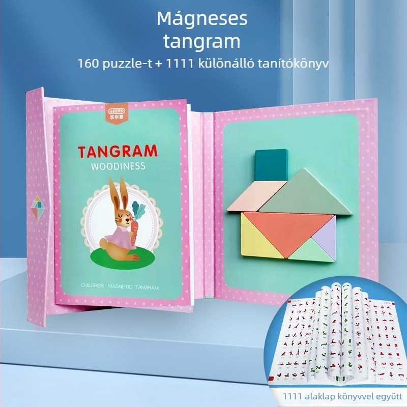 Lerth Mágneses Fa 3D Tangram Puzzle, 160 Darab, 4–6 Éveseknek
