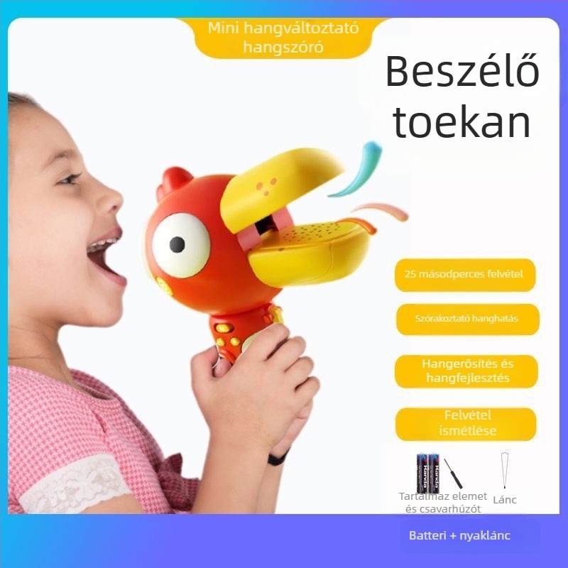 Hangváltoztató játék felvevővel | Műanyag hangszóró | 4–6 éveseknek | Színes dobozos csomagolás