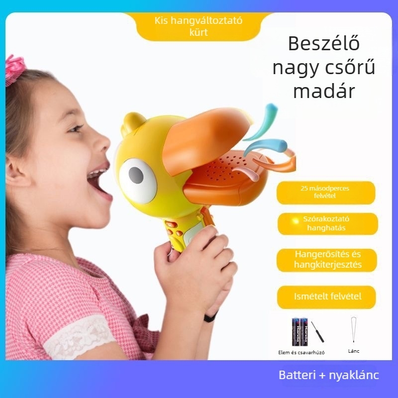 Hangváltoztató játék felvevővel | Műanyag hangszóró | 4–6 éveseknek | Színes dobozos csomagolás