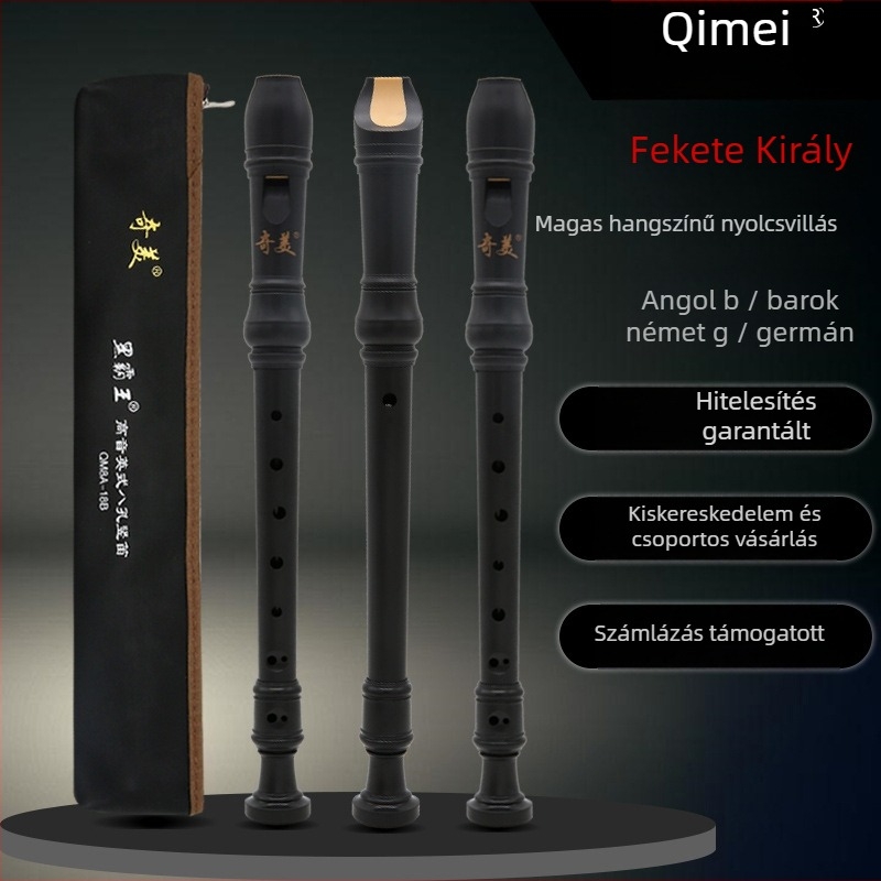 Qimei rekorder QM8A-18B/QM8A-18G, 8 nyílás, magas regiszter, német stílus G / brit stílus B, bőrtáska