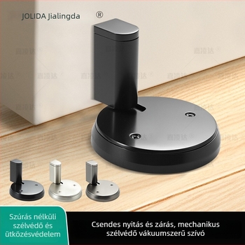 Ajtó Stopper Gg-299: padlóra szerelt széllökés elleni abszorber, cink ötvözet, kefés felület, automata vezérlés, modern letisztult stílus