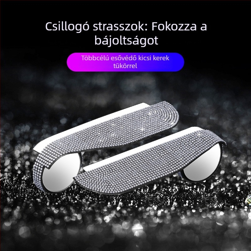 Autó hátsó tükör esővédő hotfix kristályokkal, modell B000052, testreszabható feldolgozás