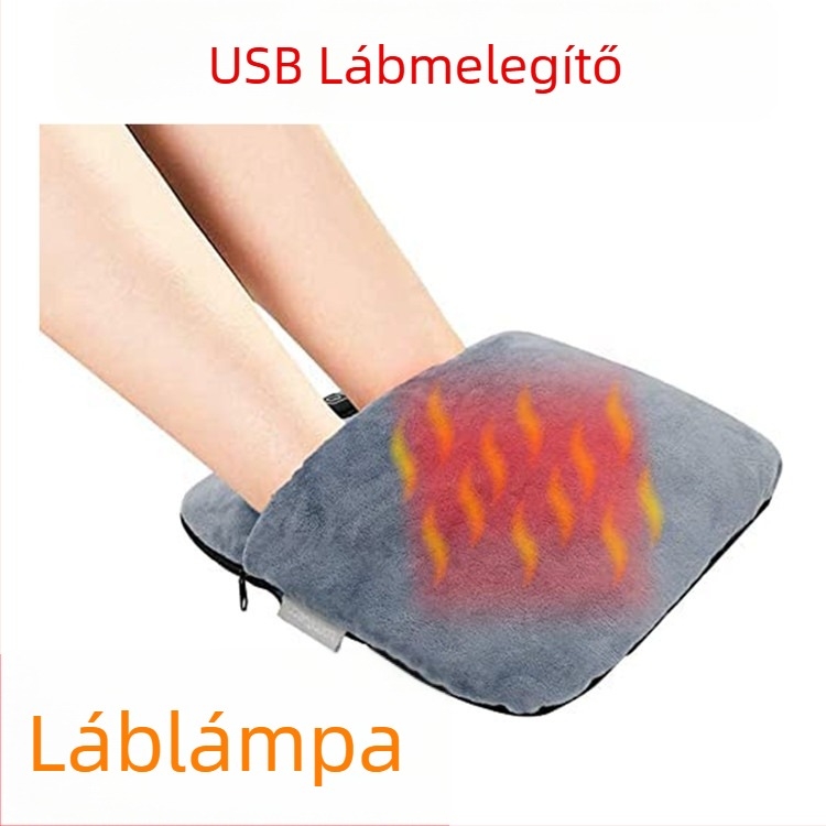 USB-s lábmelegítő papucs többszintes fűtéssel — uniszex, velúr felső, műanyag talp