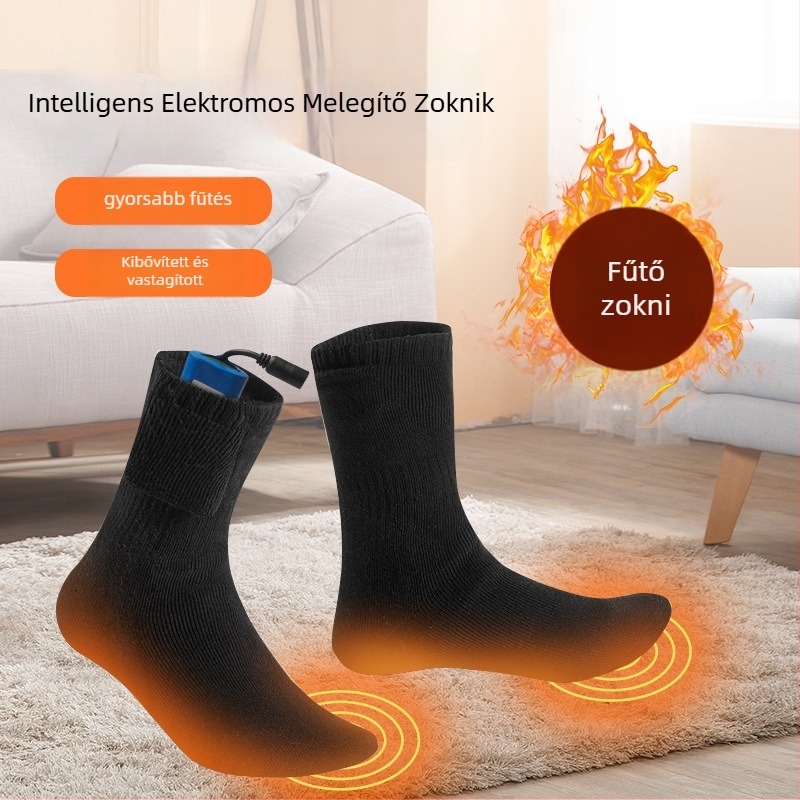 Uniszex újratölthető melegítő zoknik – USB-s működtetés, téli meleg síeléshez és horgászathoz, 8000mAh, mosható