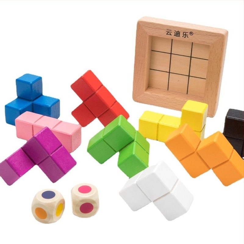 Fából készült háromdimenziós puzzle a korai oktatáshoz - többfunkciós, 4–6 éveseknek megfelelő, testreszabás elérhető