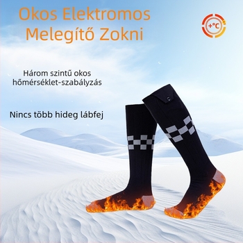 USB-s fűtő zokni – önmelegedő elektromos zokni téli melegen tartáshoz és síeléshez (Anyag: Pamut; Egy méret; Akkumulátor: 5000–6000 mAh; Fűtési mód: Elektromos)