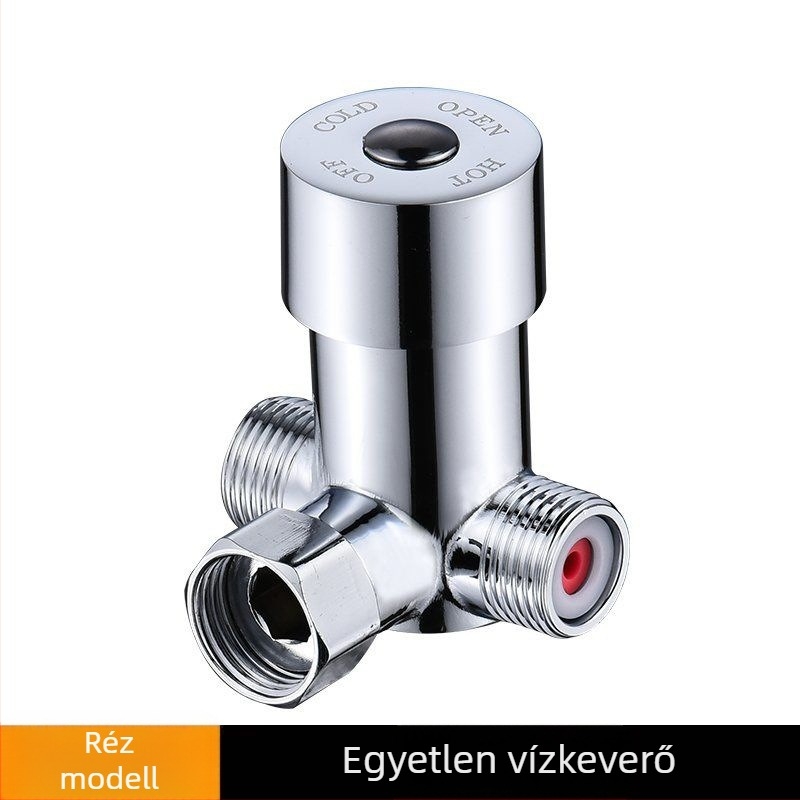 Sárgaréz 2-in-1 meleg–hideg víz keverő szelep, hőmérséklet-szabályozó, termosztatikus vezérlés (4-utas)