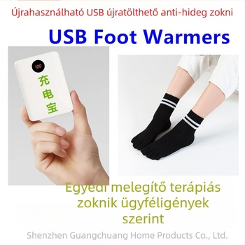 USB fűtőzokni – pamut felső rész, talp: borjúinaz, uniszex, USB-tápellátású fűtés, Creatter