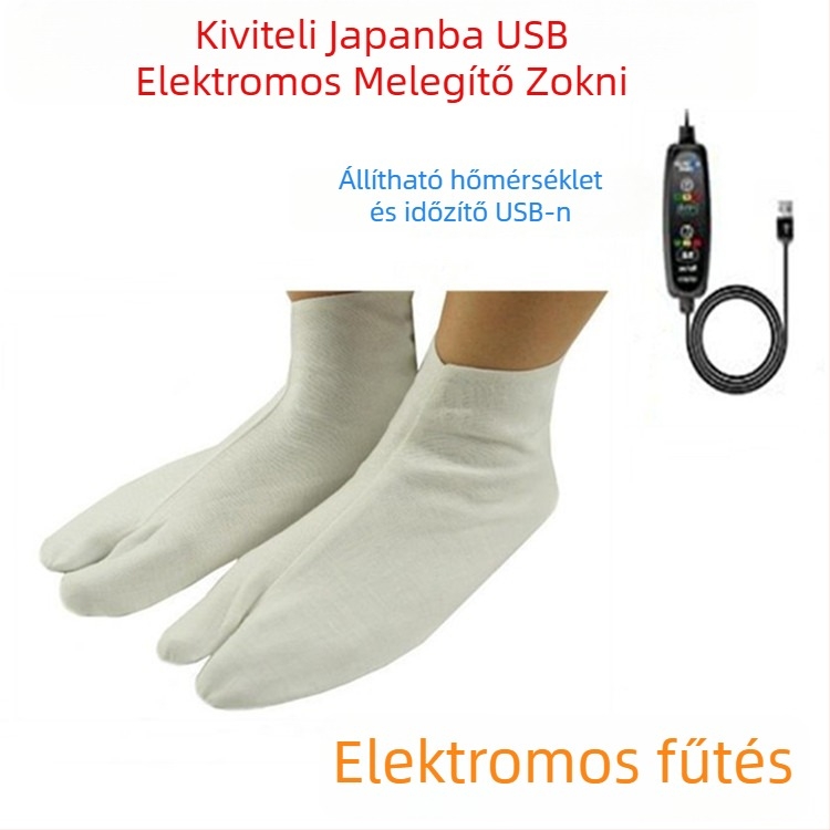 USB fűtőzokni – pamut felső rész, talp: borjúinaz, uniszex, USB-tápellátású fűtés, Creatter