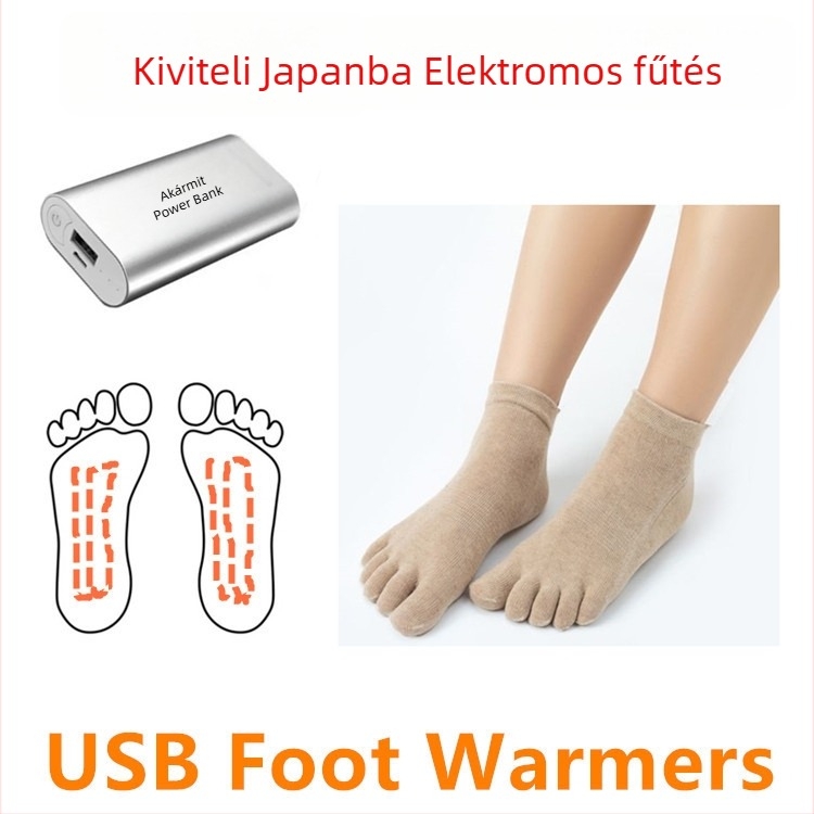 USB fűtőzokni – pamut felső rész, talp: borjúinaz, uniszex, USB-tápellátású fűtés, Creatter