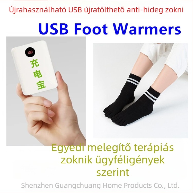 USB fűtőzokni – pamut felső rész, talp: borjúinaz, uniszex, USB-tápellátású fűtés, Creatter