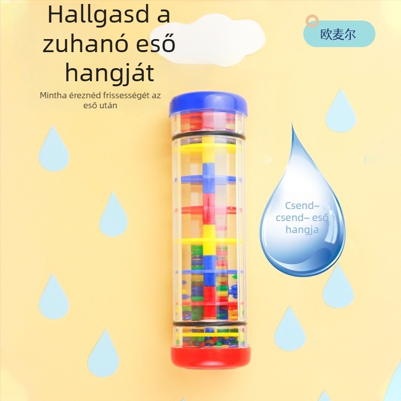 Hangcső – Orff ütőhangszer esőhang-szimulátorral és homokórával, 0–3 éveseknek, műanyag, 1–4 szakasz