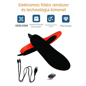 Távirányítós elektromos melegítő talpbetét papucsokhoz, mosható, magasságot növelő sarok, USB táplálás, uniszex