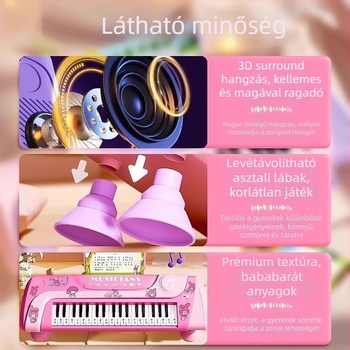 Kuromi elektronikus billentyűzet kezdőknek — mahagóni játék zongora babáknak és 0–3 éves gyerekeknek