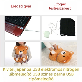 Creatter USB elektromos lábmelegítő papucs – Képregény stílus, Velúr felsőrész, Talp hőre lágyuló elasztomerből, Sarok körbefogó