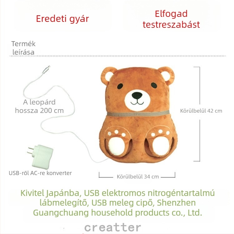 Creatter USB elektromos lábmelegítő papucs – Képregény stílus, Velúr felsőrész, Talp hőre lágyuló elasztomerből, Sarok körbefogó