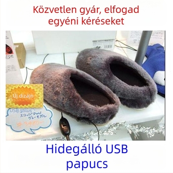 Uniszex USB fűtőpapucs velúr felsőrésszel, talppal textil és szivacs