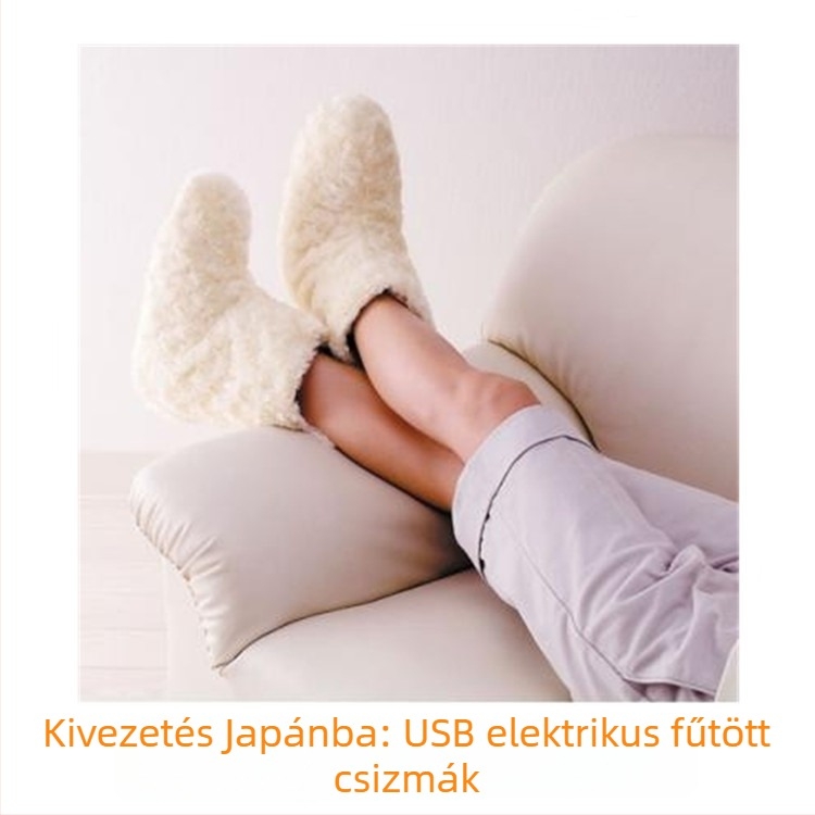 USB elektromos csizma melegítés – uniszex beltéri cipő puha velúr felsőrésszel; talp textil + szivacs; USB működés; testre szabható