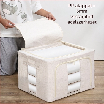Szezonális ruhák tároló doboza, Tianshan pamut- és lenanyagból, kapacitás 100–150 L, összecsukható és átlátszó, fedéllel